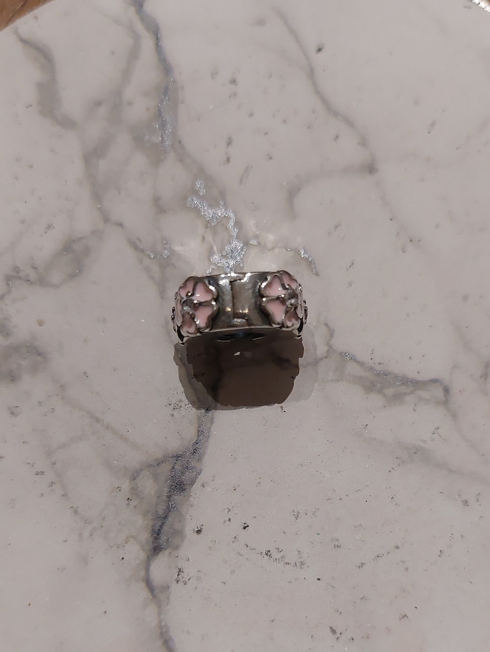 Pink Flower Silver Snap Charm